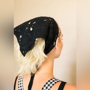 NWT Anthropologie Elegant Black Crochet Headscarf